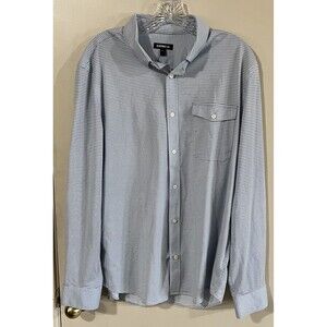 Express Casual Button Up Long Sleeve Shirt Mens Size Large White Blue
